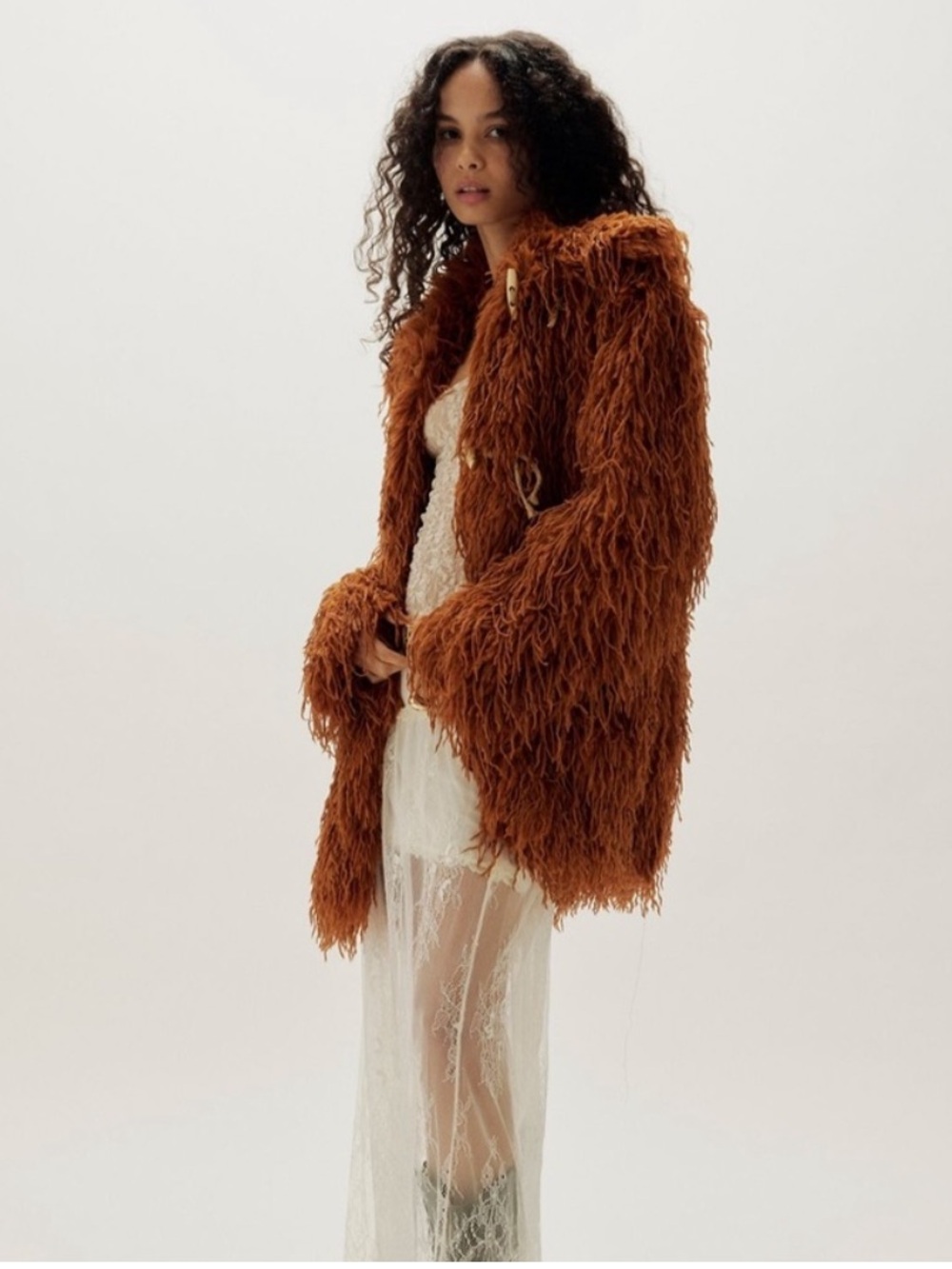Free People Fluttering Heart Faux Fur Jacket M